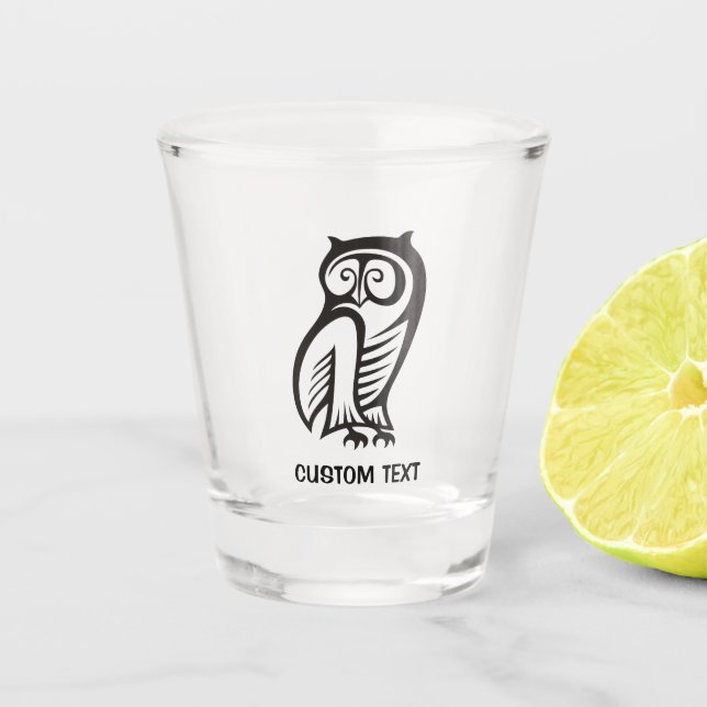Owl Symbol Black Shot Glass (Front)