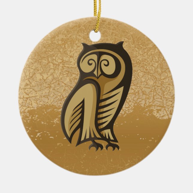 Owl Symbol Colour Ceramic Tree Decoration (Front)