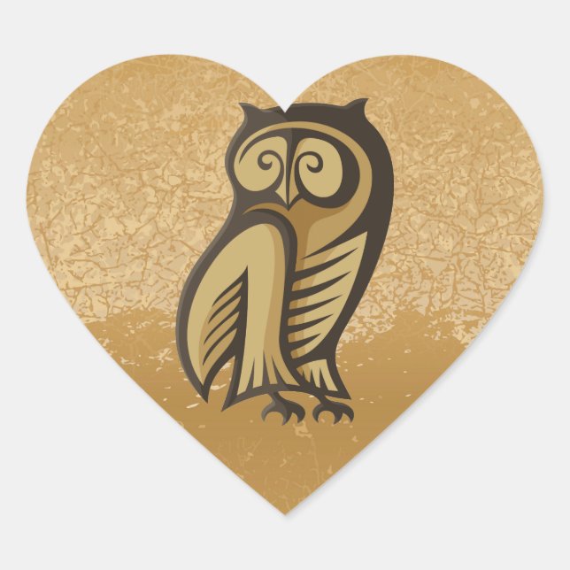 Owl Symbol Colour Heart Sticker (Front)
