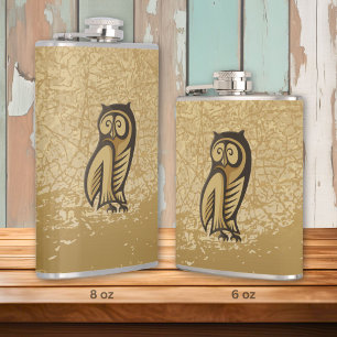 Owl Symbol Colour Hip Flask