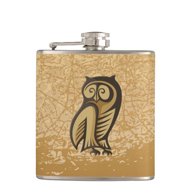 Owl Symbol Colour Hip Flask (Front)