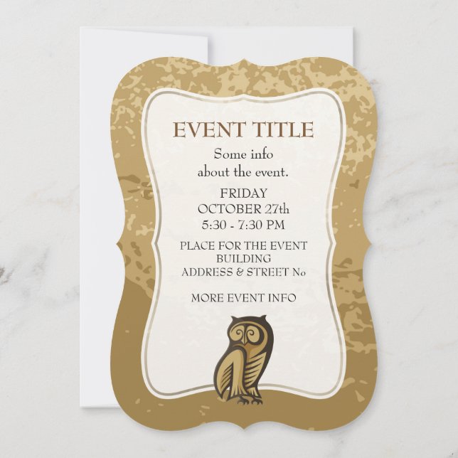 Owl Symbol Colour Invitation (Back)