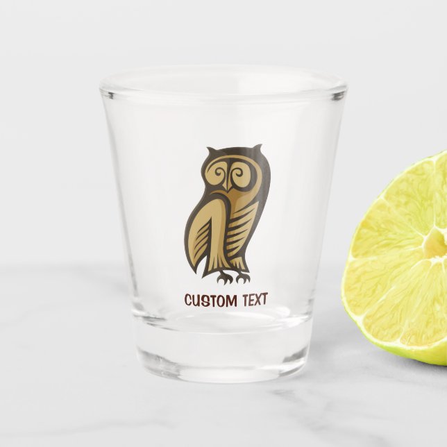Owl Symbol Colour Shot Glass (Front)