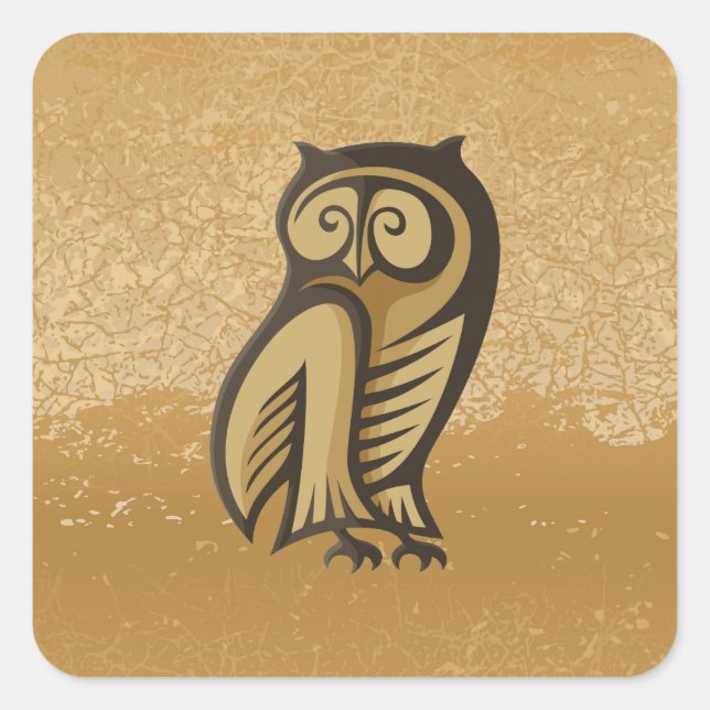 Owl Symbol Colour Square Sticker (Front)