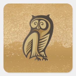 Owl Symbol Colour Square Sticker