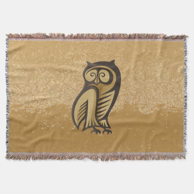 Owl Symbol Colour Throw Blanket (Front)