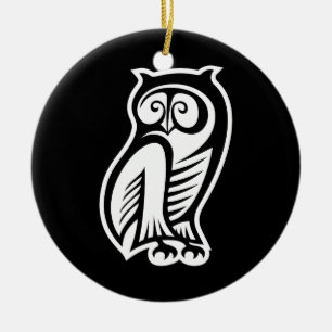 Owl Symbol White Ceramic Tree Decoration