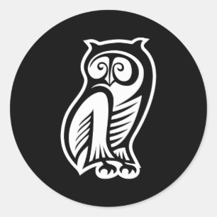 Owl Symbol White Classic Round Sticker