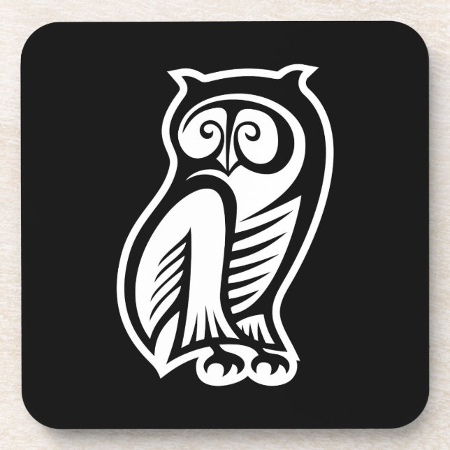 Owl Symbol White Coaster (Front)