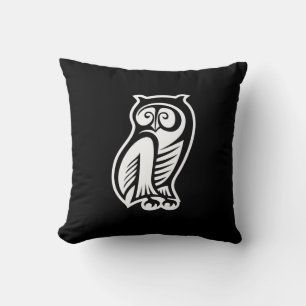 Owl Symbol White Cushion