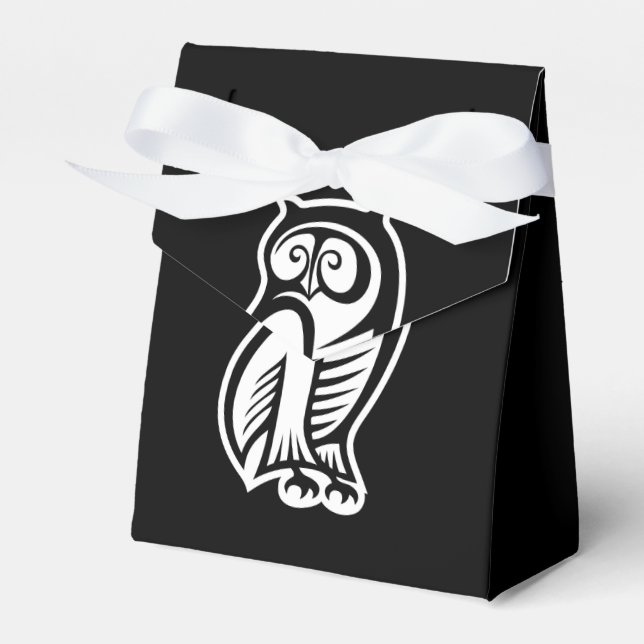 Owl Symbol White Favour Box (Front Side)