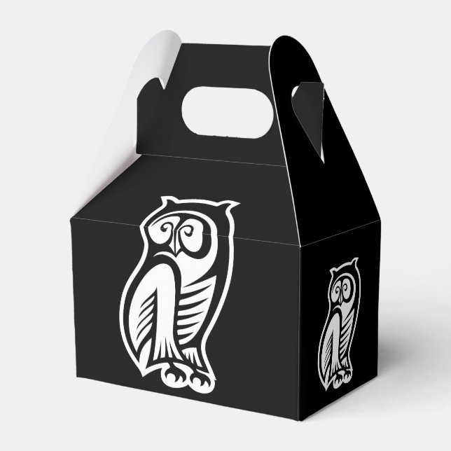 Owl Symbol White Favour Box (Front Side)