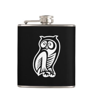 Owl Symbol White Hip Flask