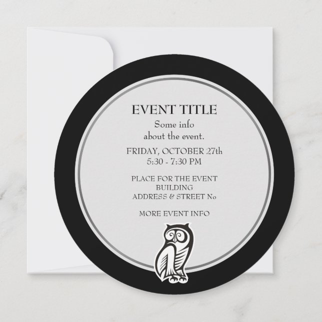 Owl Symbol White Invitation (Back)