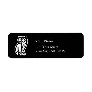 Owl Symbol White Return Address Label