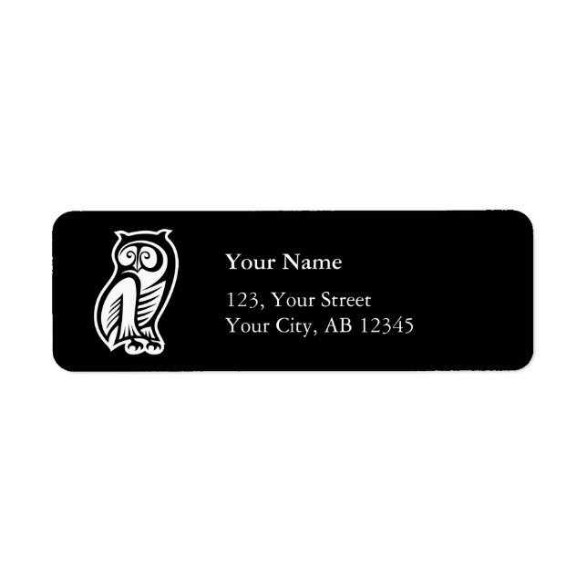 Owl Symbol White Return Address Label (Front)