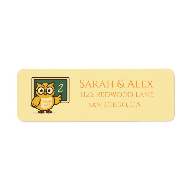 Owl Teacher Address Label Return Address Label (Front)