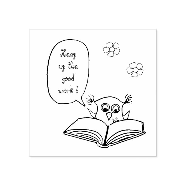 Owl teacher custom wood art stamp (Imprint)