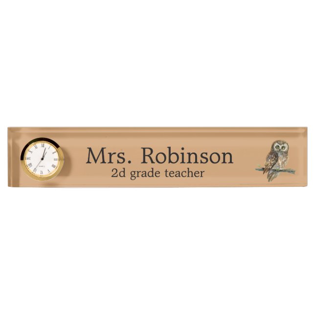 Owl Teacher customisable Nameplate (Front)