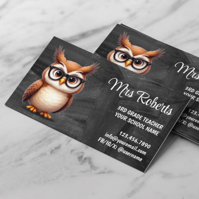 OWL Teacher Educator Chalkboard Background Business Card (Creator Uploaded)