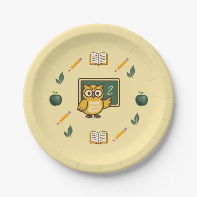 Owl Teacher Party Paper Plate (Front)