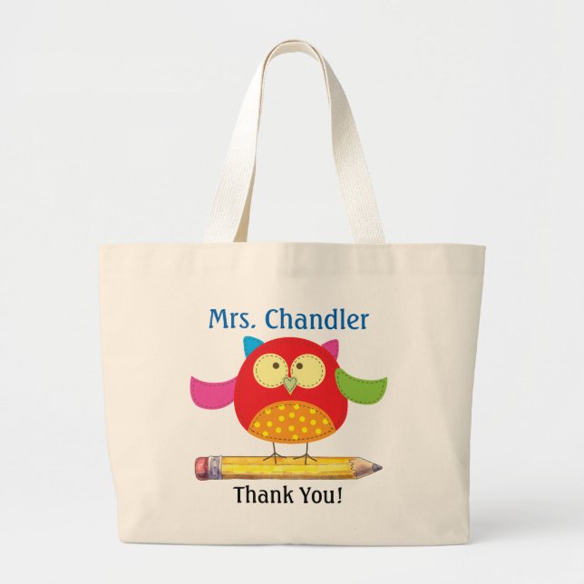 Owl Teacher Tote Bag (Front)