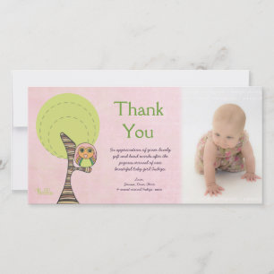Owl Thank You New Baby Arrival Gift Photocard Card