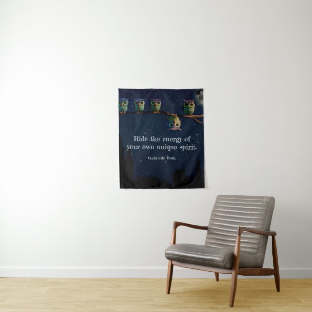 Owl That's Different With Unique Quote Collage Tapestry (In Situ)
