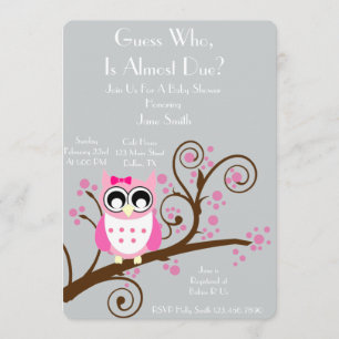 Owl Theme Baby Shower Invitation