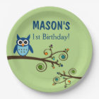 Owl Themed Birthday Paper Plates