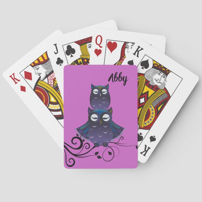 Owl Themed Personalised Playing Cards (Back)