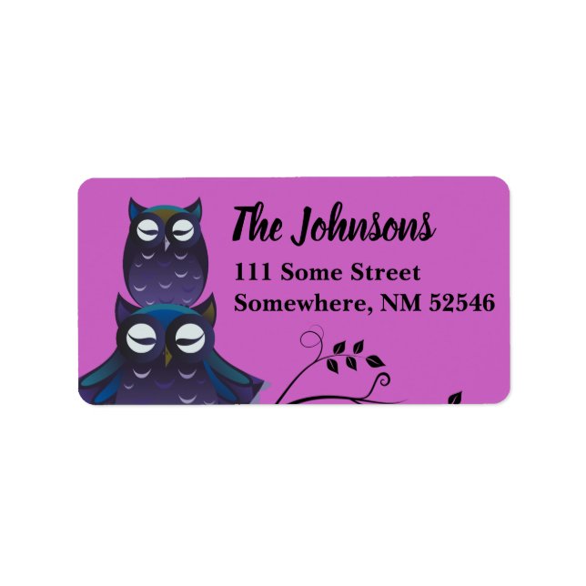 Owl Themed Personalised Return Address Labels (Front)