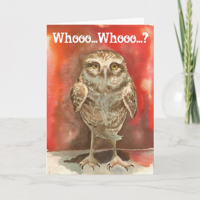 Owl 'Thinking of You' Greeting Card (Front)