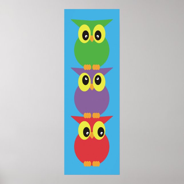 Owl totem 3 owls on top of each other poster (Front)