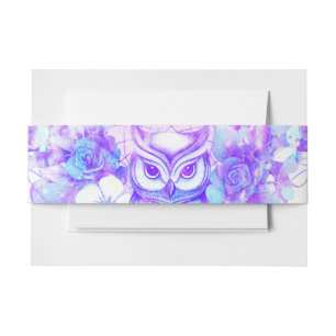 Owl Totem Dreamcatcher Floral Feather Purple Invitation Belly Band