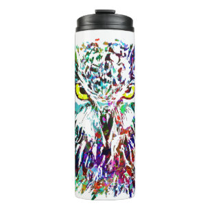 Owl Travel Mug Colourful Owl Thermal Tumbler