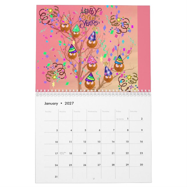 Owl Tree 2014 Calendar (Jan 2027)