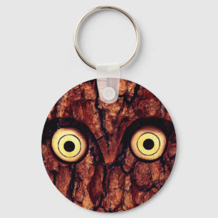 Owl tree bark rustic wood cute key ring