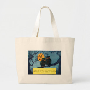 Owl Tree Night Full Moon Halloween Large Tote Bag
