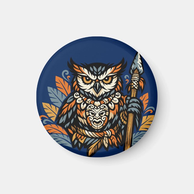 Owl Tribal Warrior Samll Gift Magnet (Front)