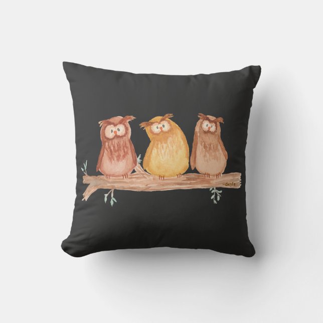 Owl Trio Cushion (Front)