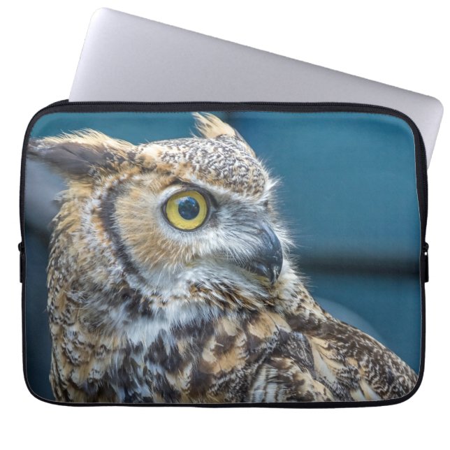 Owl up close laptop sleeve (Front)