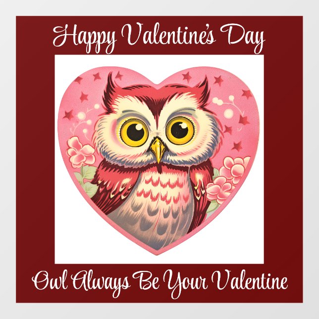 Owl Valentine Window Cling (Sheet)