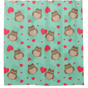 Owl Valentine's Day Shower Curtain