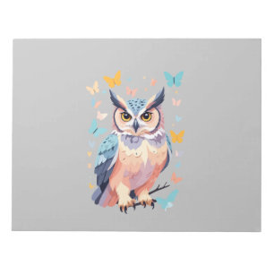Owl Vector Painting Adorable Fun Animal Playing Notepad