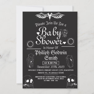 Owl Vintage Elegant Gothic, Halloween Baby Shower Invitation