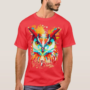 Owl Water Colour Art Design Bird T-Shirt