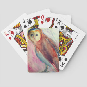 Owl watercolor art playing cards