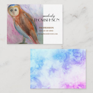 Owl Watercolor Custom Creative Business Card
