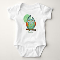 Owl Watercolor Style Name Birthday on Back